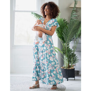 Seraphine Floral Tiered Midi Dress Maternity & Postpartum Nursing Size 6